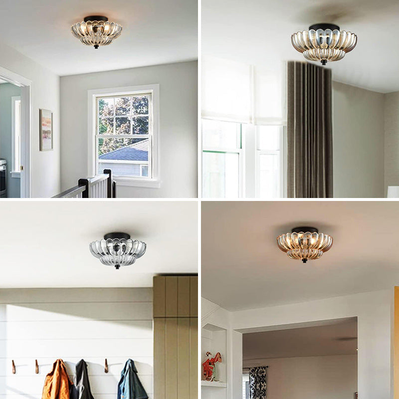 Vintage Amber Glass Semi-Flush Ceiling Light Shades Of Light