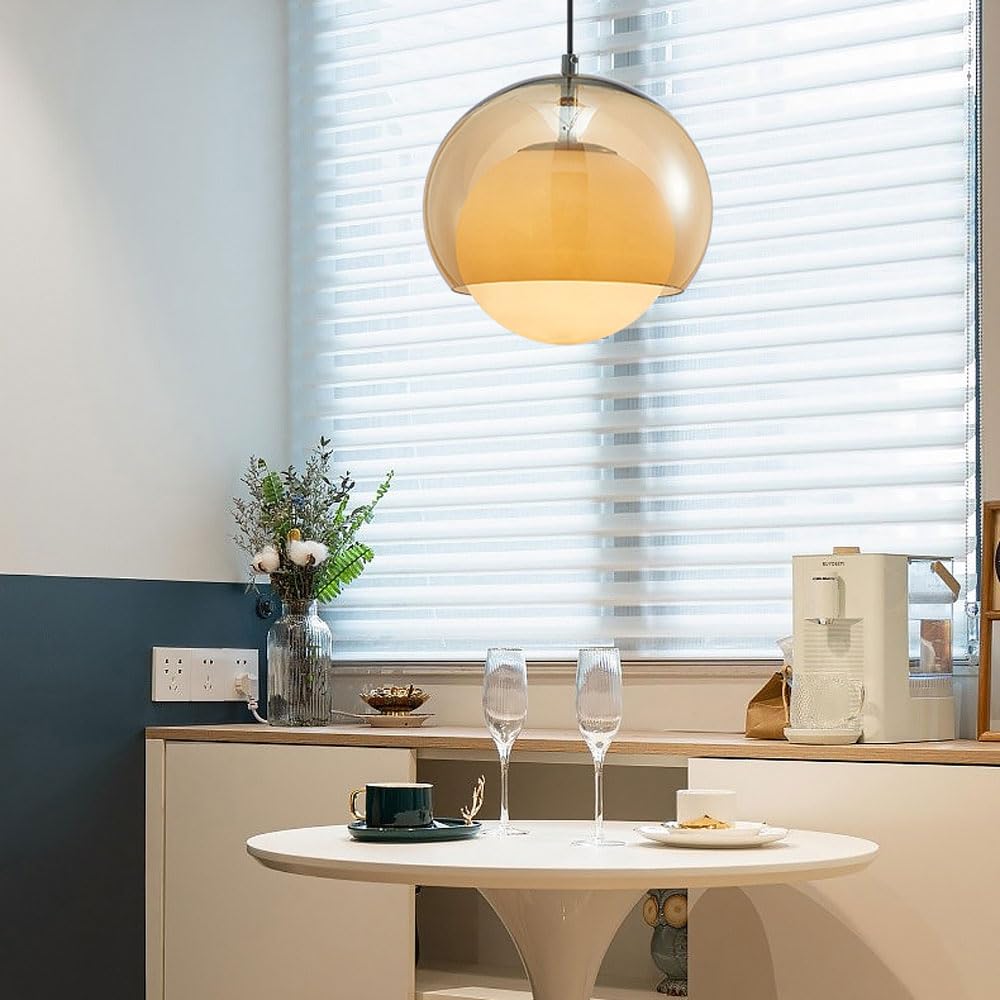 Vintage Orange Bauhaus Glass Pendant Light