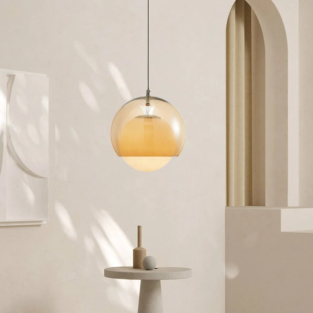 Vintage Orange Bauhaus Glass Pendant Light