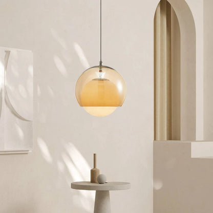 Vintage Orange Bauhaus Glass Pendant Light