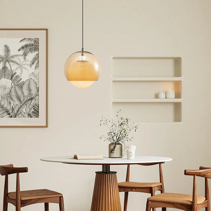 Vintage Orange Bauhaus Glass Pendant Light