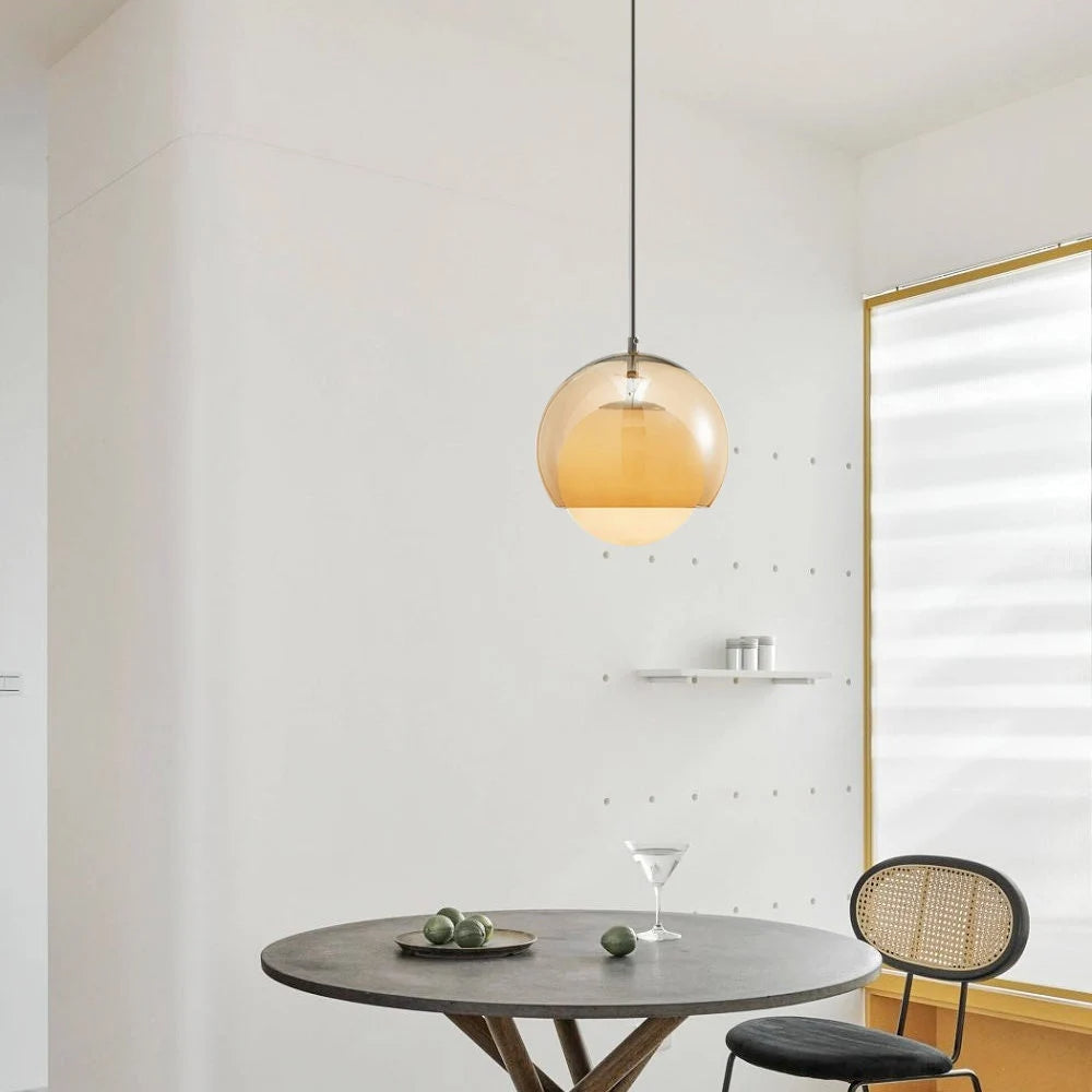 Vintage Orange Bauhaus Glass Pendant Light