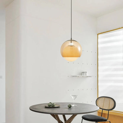 Vintage Orange Bauhaus Glass Pendant Light