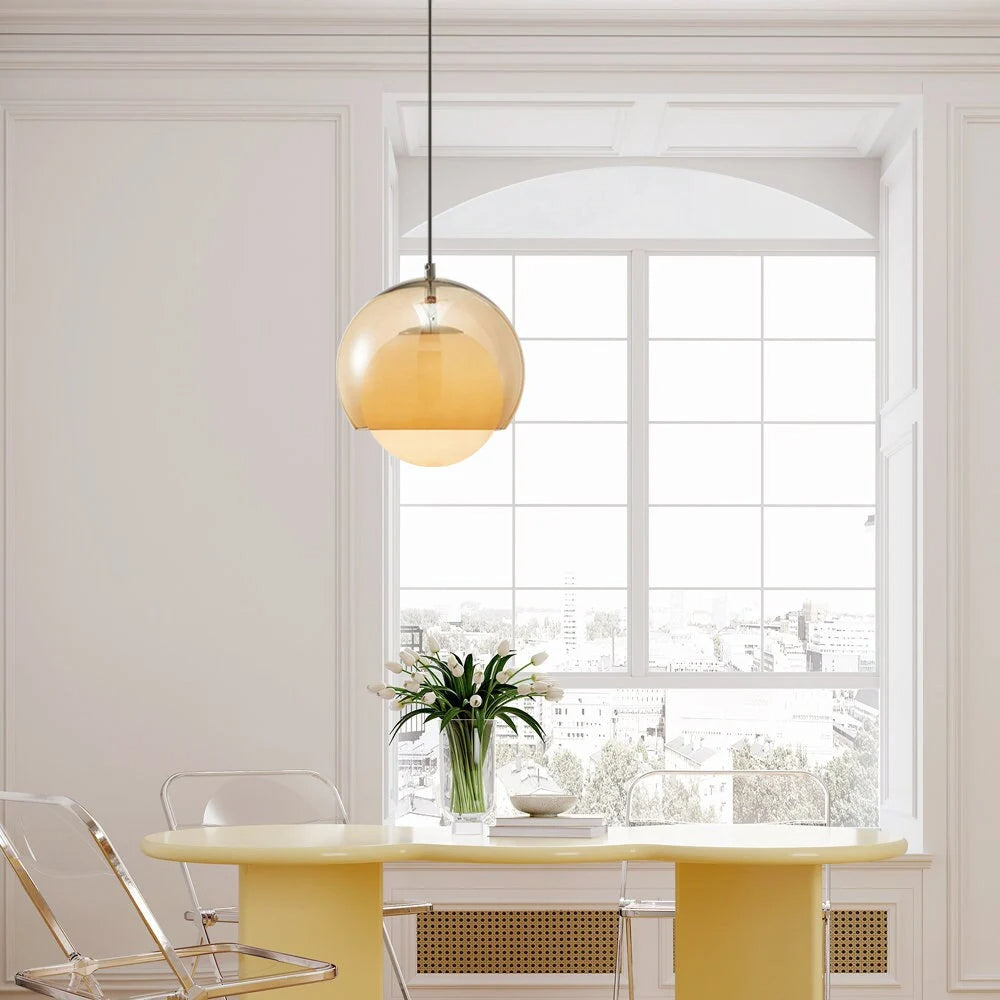 Vintage Orange Bauhaus Glass Pendant Light