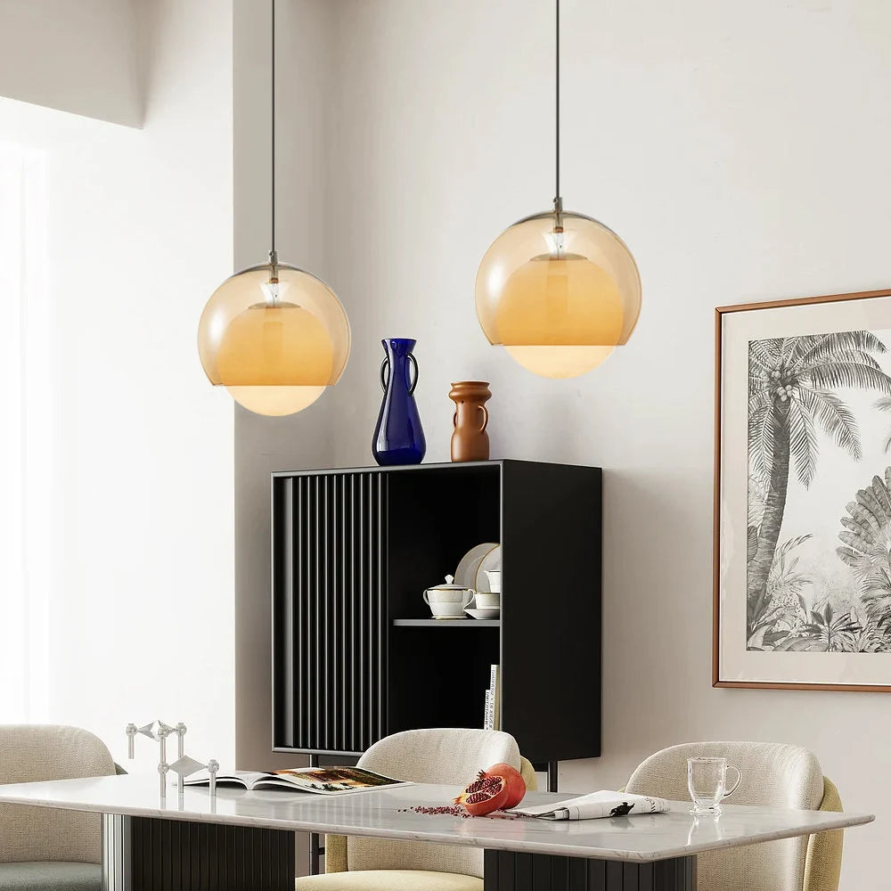 Vintage Orange Bauhaus Glass Pendant Light