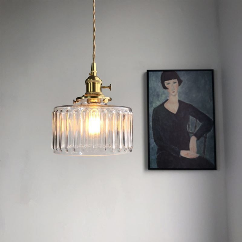 Vintage Stunning Cylinder Glass Pendant Light