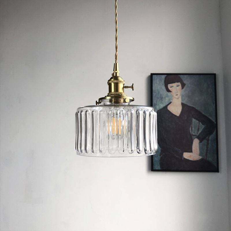 Vintage Stunning Cylinder Glass Pendant Light