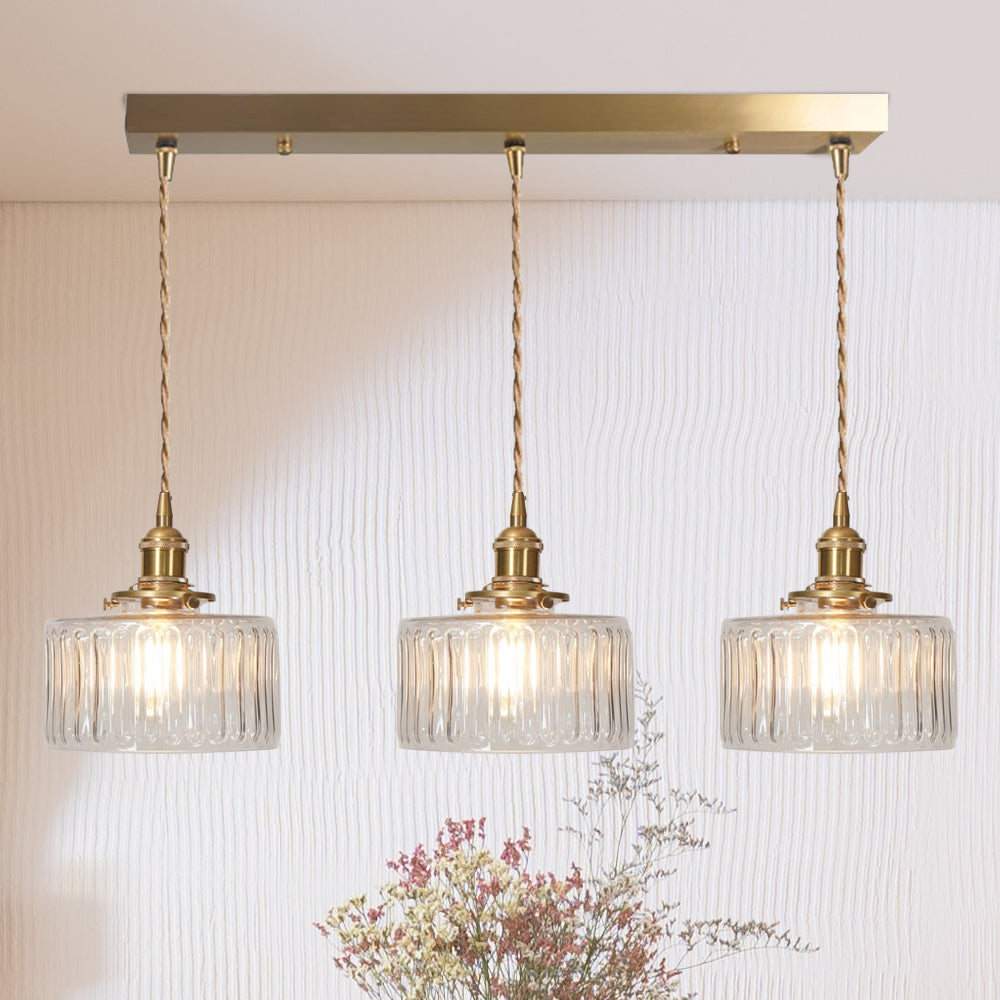 Vintage Stunning Cylinder Glass Pendant Light