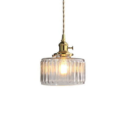 Vintage Stunning Cylinder Glass Pendant Light