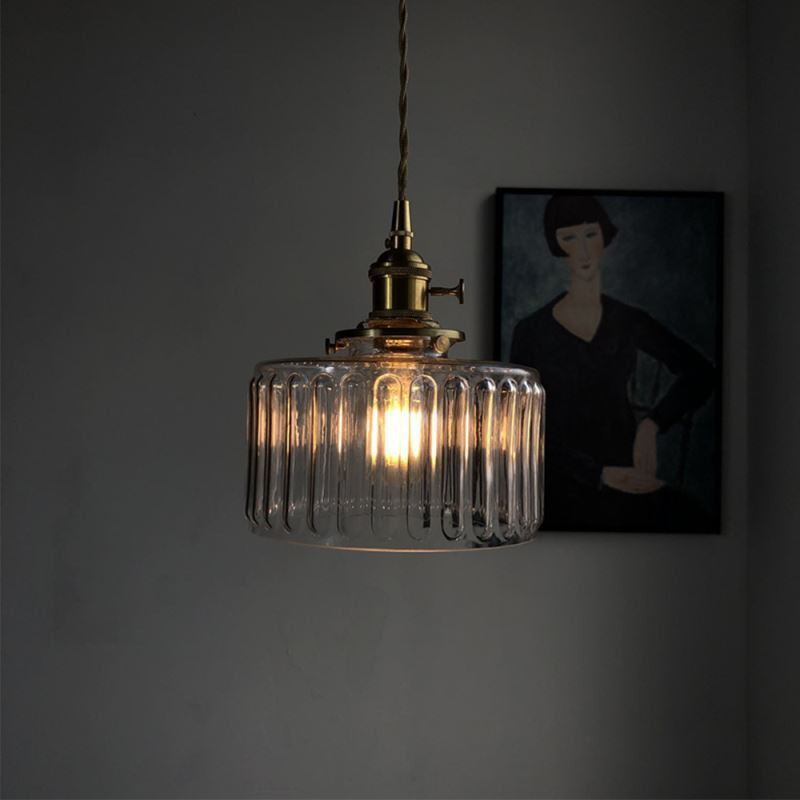 Vintage Stunning Cylinder Glass Pendant Light