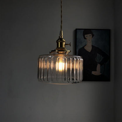 Vintage Stunning Cylinder Glass Pendant Light