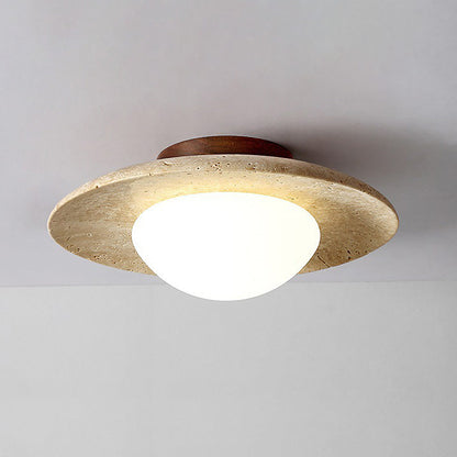 Contemporary Industrial Beige Stone Wall Light