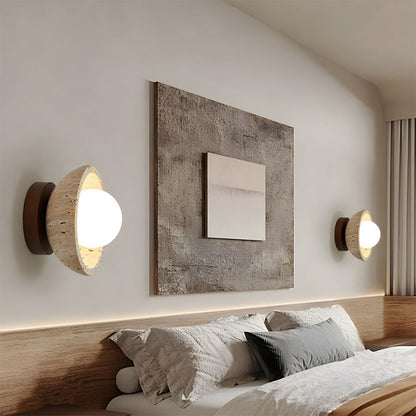 Contemporary Industrial Beige Stone Wall Light