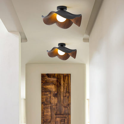 Nordic Wooden Lotus Resin Ceiling Light -Lampsmodern