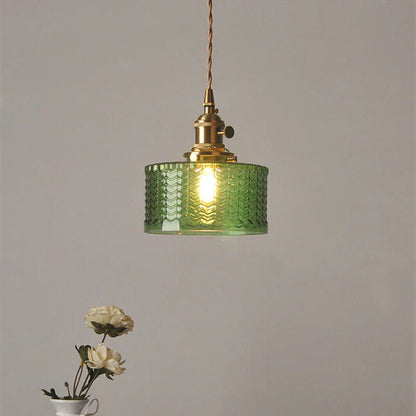 Vintage Stunning Cylinder Glass Pendant Light