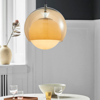 Vintage Orange Bauhaus Glass Pendant Light