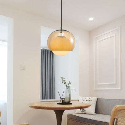 Vintage Orange Bauhaus Glass Pendant Light