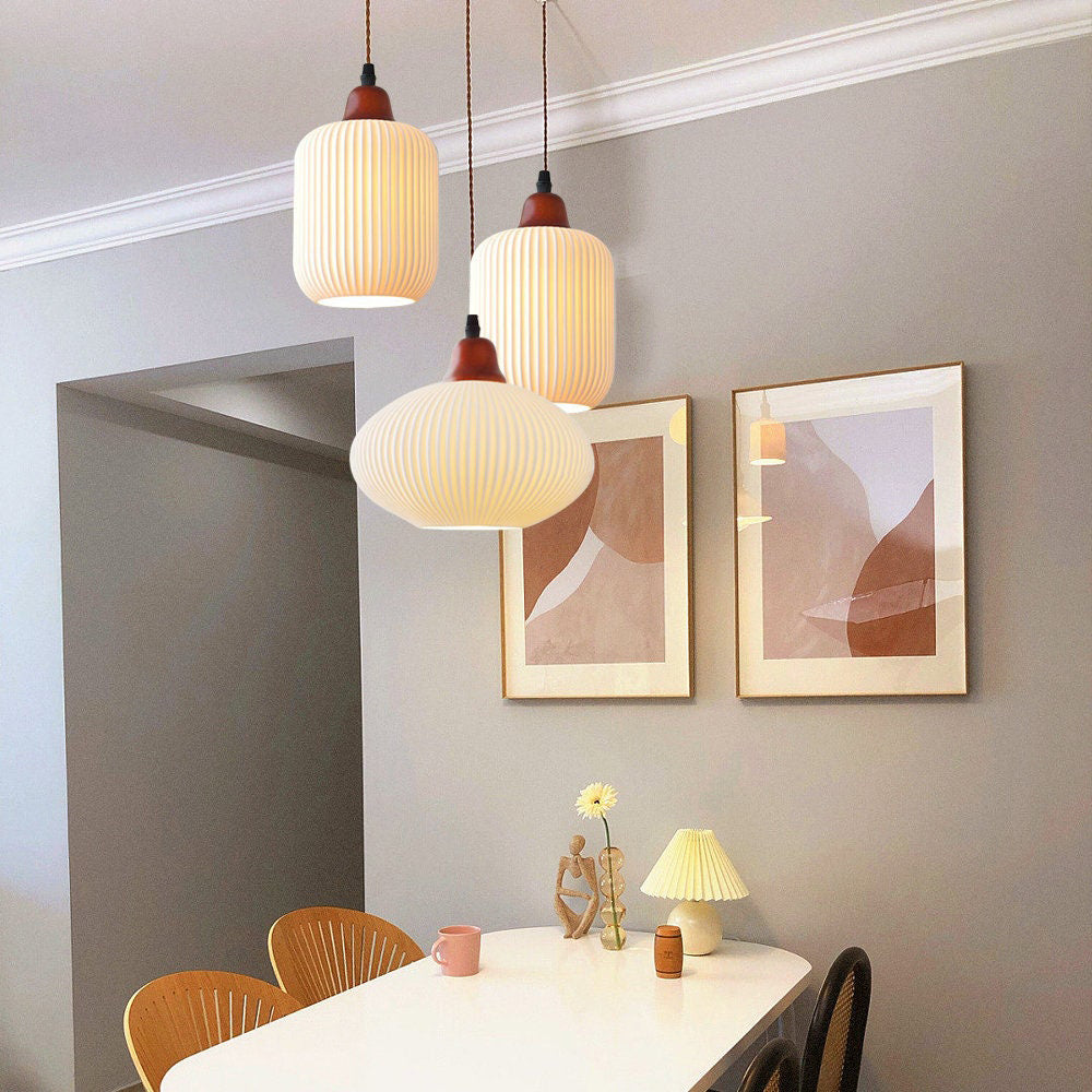 Vintage Nordic Ceramic White Pendant Light For Dining Room