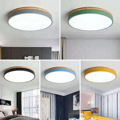 Wooden round shape flush mount ceiling lights