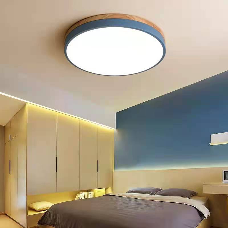 Wooden round shape flush mount ceiling lights