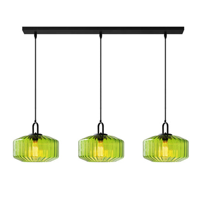 Mid Century Striped Glass Pendant Light